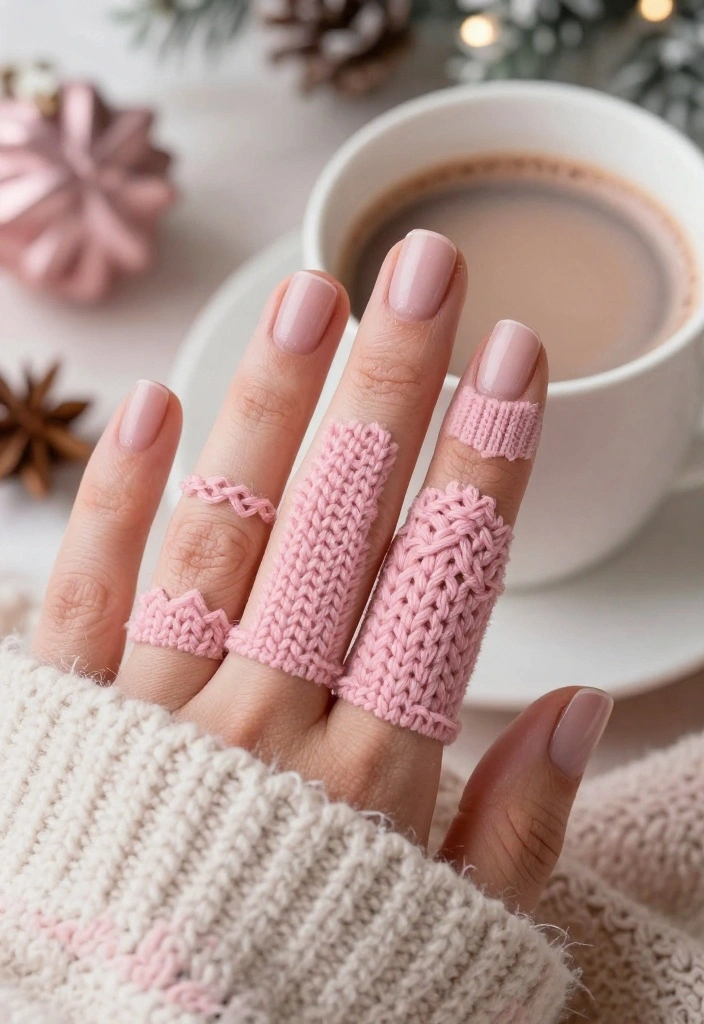 13 Adorable Pink Holiday Nail Designs You Won't Believe Exist! - 5. Pink Sweater Weather 1