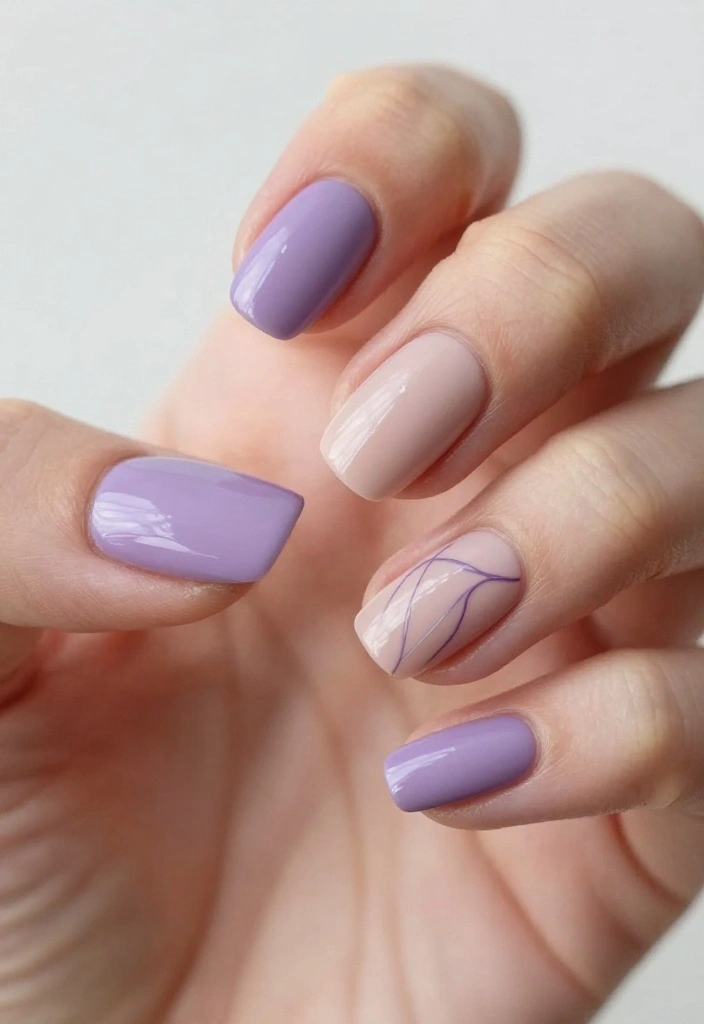 13 Chic Color Combinations for Light Nails to Try Right Now! - 7. Soft Lilac and Nude 1