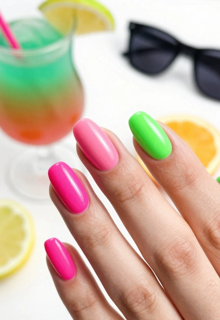 13 Chic and Modern USA Nails Designs for the Fashionista in You! - 11. Neon Accents 1