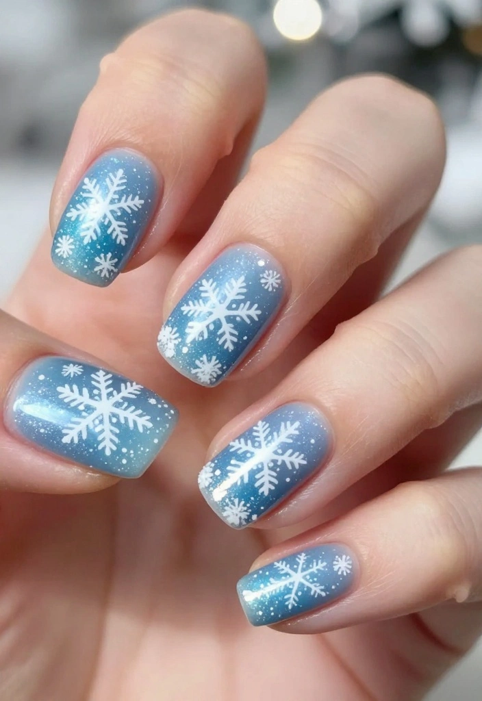 13 Cute Holiday Nails That Will Have You Feeling Festive in No Time! - 1. Sparkling Snowflakes 1