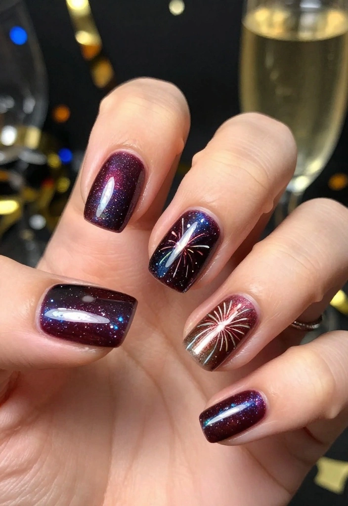 13 Cute Holiday Nails That Will Have You Feeling Festive in No Time! - 13. New Year’s Sparkle 1