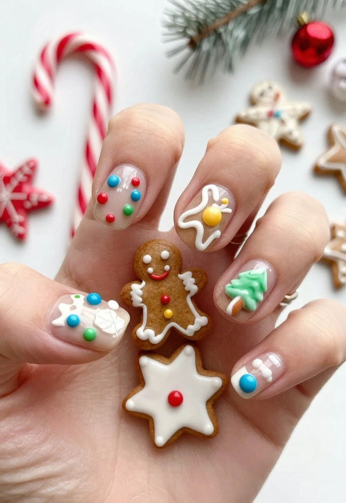 13 Cute Holiday Nails That Will Have You Feeling Festive in No Time! - 6. Gingerbread Cookies 1