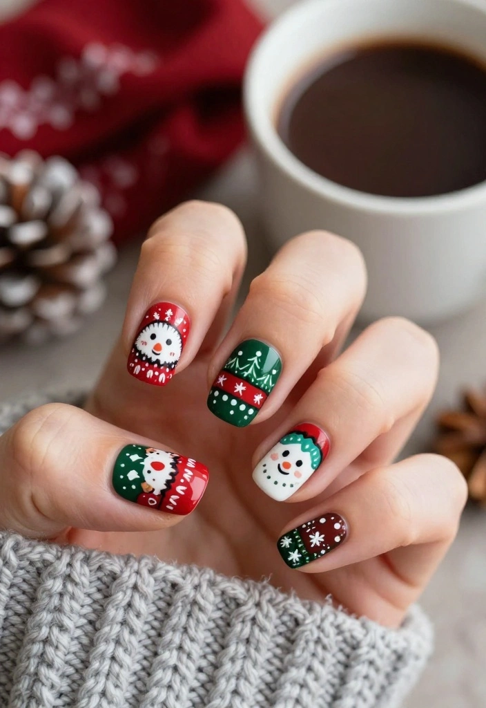 13 Cute Holiday Nails That Will Have You Feeling Festive in No Time! - 9. Christmas Sweater 1