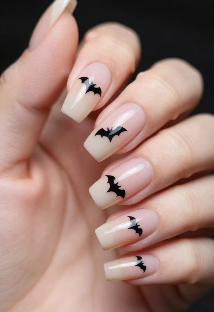 13 DIY Bat Nails Ideas to Get You Ready for the Creepiest Season! - 13. Minimalist Bat Nails 1