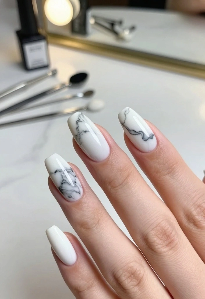 13 Elegant Chic Nail Art Styles That Will Have Everyone Asking for Your Secret! - 4. Chic Marble Effect 1