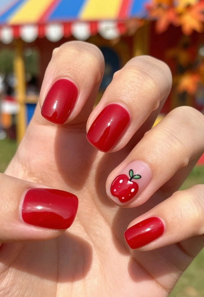 13 Fall Gel Nails Ideas That Will WOW Everyone This Season! - 13. Sweet Candy Apples 1