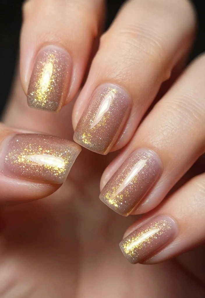 13 Flawless Tan Nails For Your Next Nail Art Adventure - 13. Tan Glitter Gradient 1