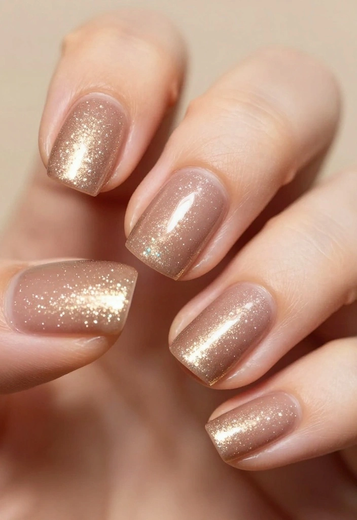 13 Flawless Tan Nails For Your Next Nail Art Adventure - 7. Tan Nails with Glitter Tips 1