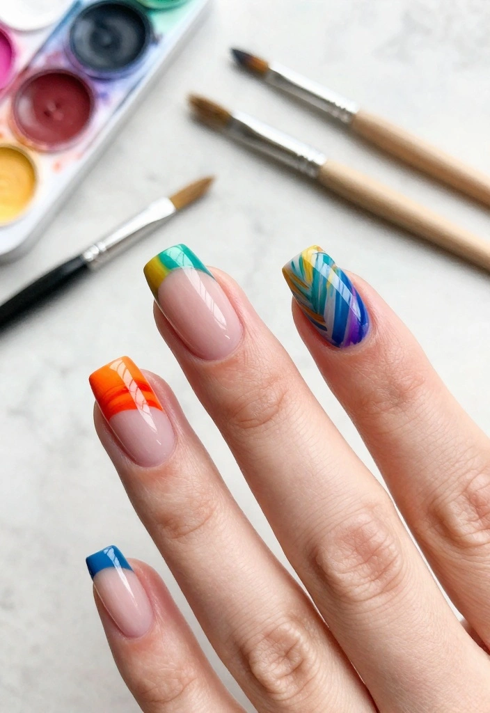 13 French Acrylic Nail Ideas: The New Fashion Must-Have - 10. Artistic Brush Strokes 1