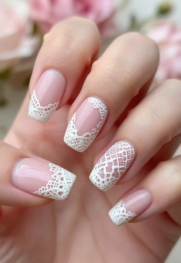 13 French Acrylic Nail Ideas: The New Fashion Must-Have - 11. Vintage Lace French Nails 1