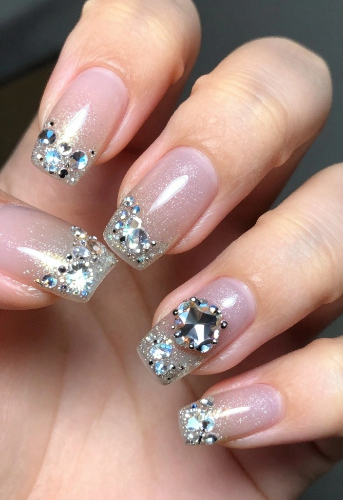 13 French Acrylic Nail Ideas: The New Fashion Must-Have - 13. Crystal-Embellished French Nails 1