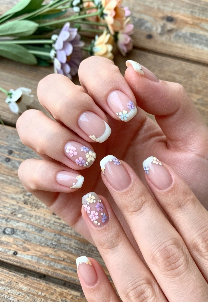 13 French Acrylic Nail Ideas: The New Fashion Must-Have - 4. Floral French Designs 1