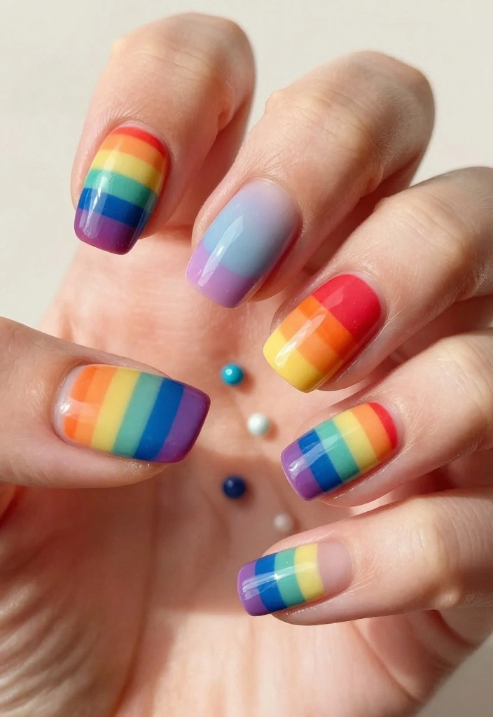 13 French Acrylic Nail Ideas: The New Fashion Must-Have - 7. Rainbow French Tips 1