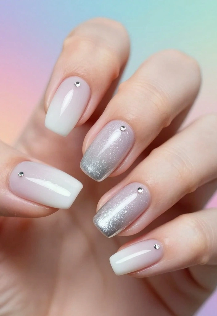 13 Ideas for Achieving the Perfect White and Silver Nails (Your Friends Will Ask for #8!) - 1. Sparkling Ombre Effect 1