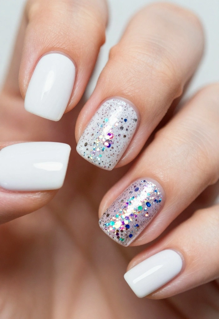 13 Ideas for Achieving the Perfect White and Silver Nails (Your Friends Will Ask for #8!) - 13. Bold Textured Glitter 1
