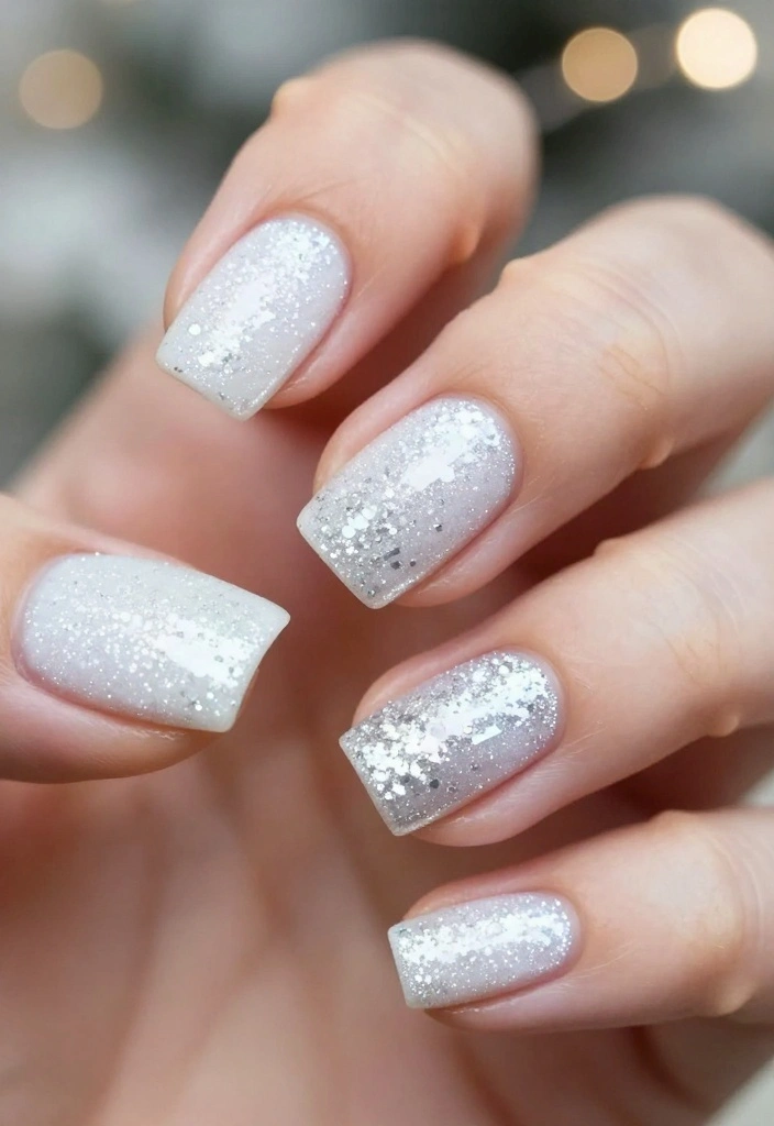13 Ideas for Achieving the Perfect White and Silver Nails (Your Friends Will Ask for #8!) - 3. Silver Glitter Tips 1