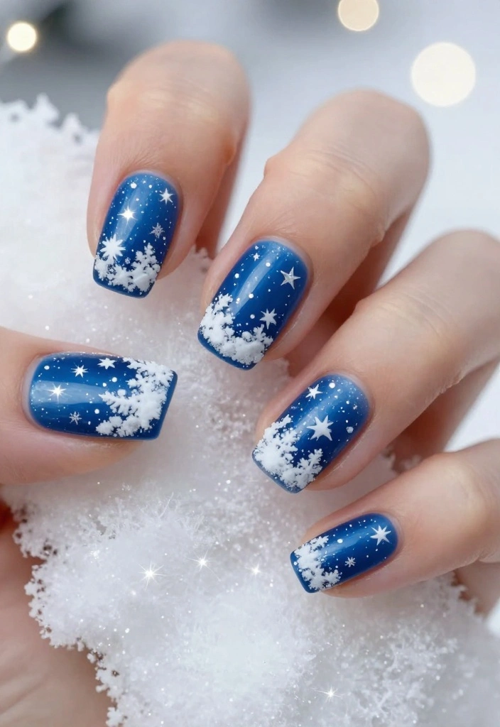 13 Sparkly Christmas Nails to Elevate Your Holiday Look (You Won't Believe #7!) - 10. Snowy Winter Nights 1