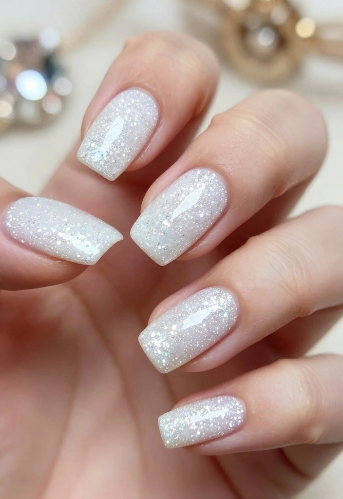 14 Beautiful White Glitter Nails That Are a Must-Try! - 10. Bang on the Bling 1