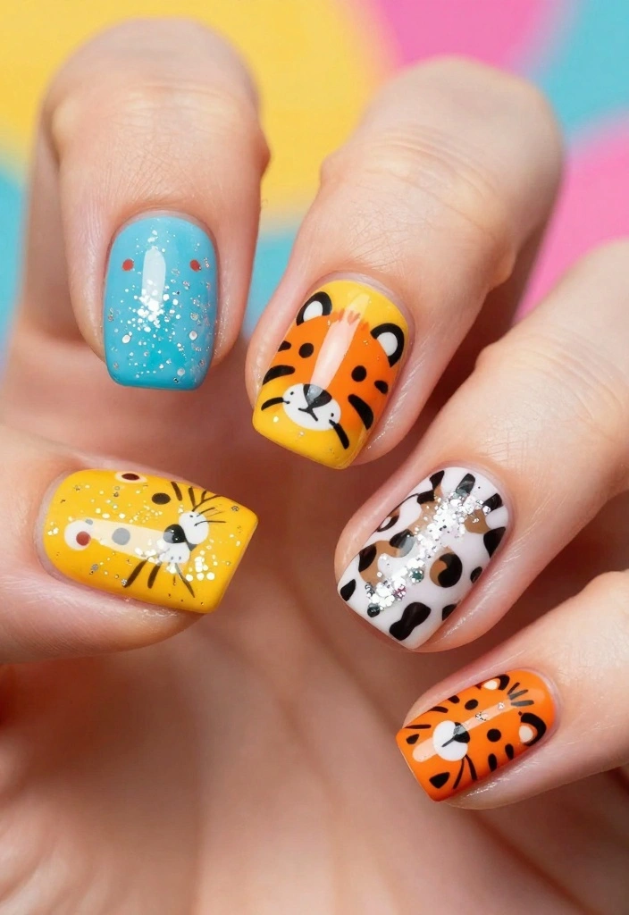 14 Beautiful White Glitter Nails That Are a Must-Try! - 12. Fun Animal Print with Glitter 1