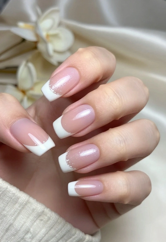 14 Beautiful White Glitter Nails That Are a Must-Try! - 2. Sparkling French Tips 1