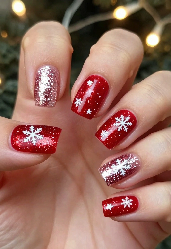 14 Beautiful White Glitter Nails That Are a Must-Try! - 6. Festive Holiday Sparkle 1