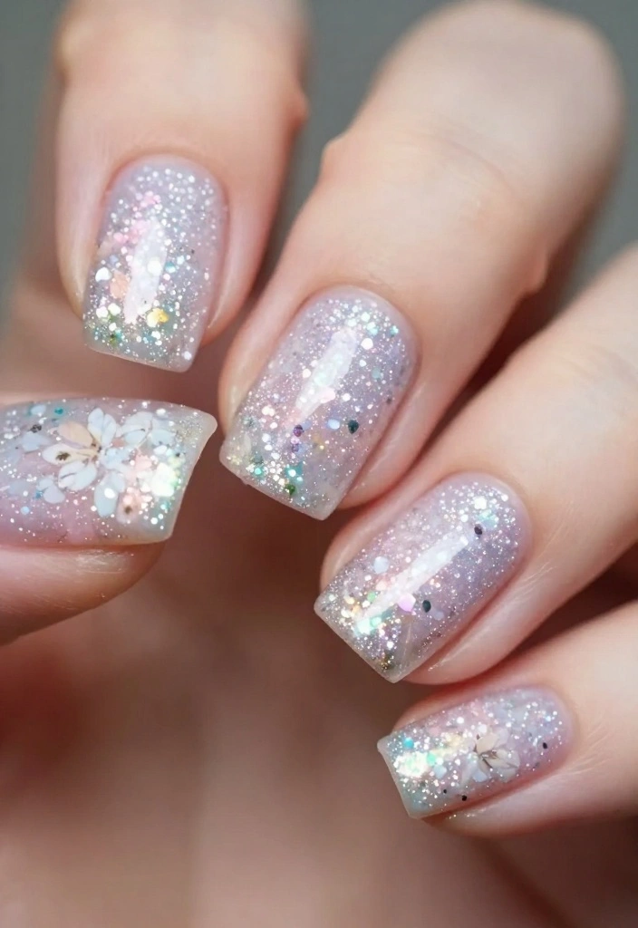 14 Beautiful White Glitter Nails That Are a Must-Try! - 7. Textured Glitter Nails 1