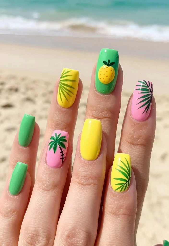 14 Chic Party Nails That Are Sure to Impress (Watch Out for #10!) - 9. Tropical Vibes 1
