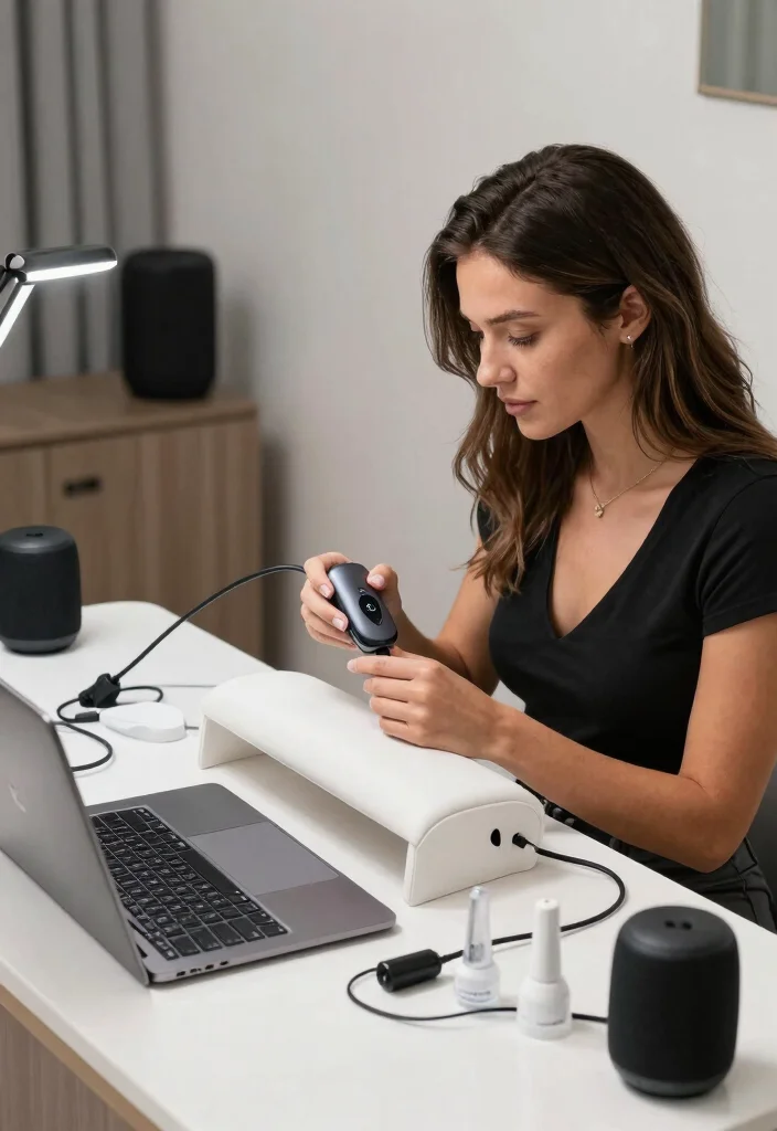 14 Colorful Nail Room Ideas That Every Nail Artist Needs to See! (Especially #5!) - 12. Tech-friendly Setup 1