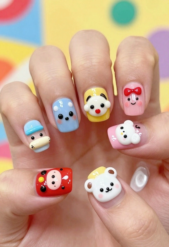 14 Cute Nail Art Designs You’ll Wish You Tried Sooner! - 8. Cute Cartoon Characters 1