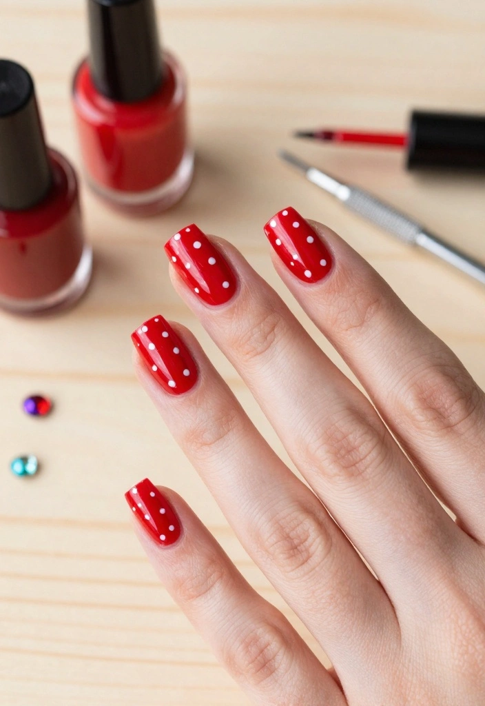 14 Cute Nail Ideas That Will Elevate Your Red Nails to a New Level! - 1. Classic Polka Dots 1