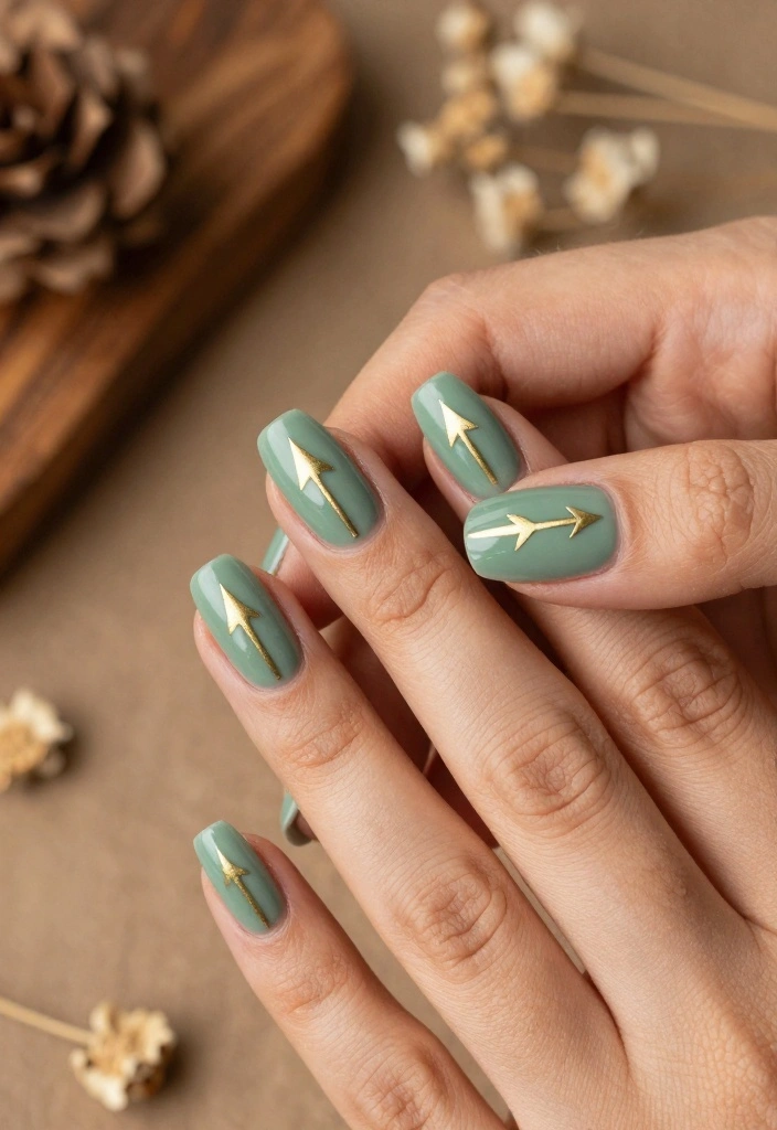 14 Easy Gold Nail Art Designs You Need to Try! - 11. Boho Gold Arrows 1