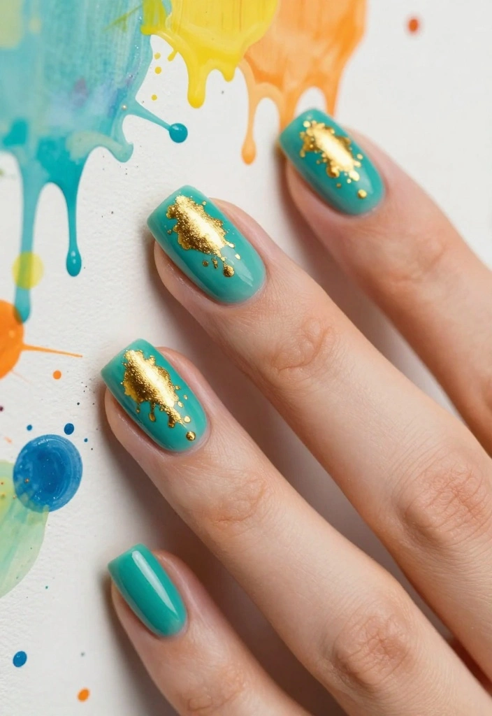 14 Easy Gold Nail Art Designs You Need to Try! - 12. Gold Splatter Art 1