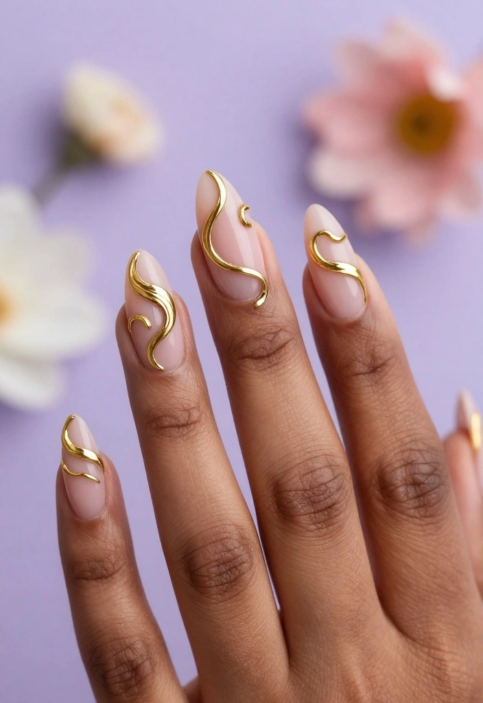 14 Easy Gold Nail Art Designs You Need to Try! - 14. Artistic Gold Swirls 1