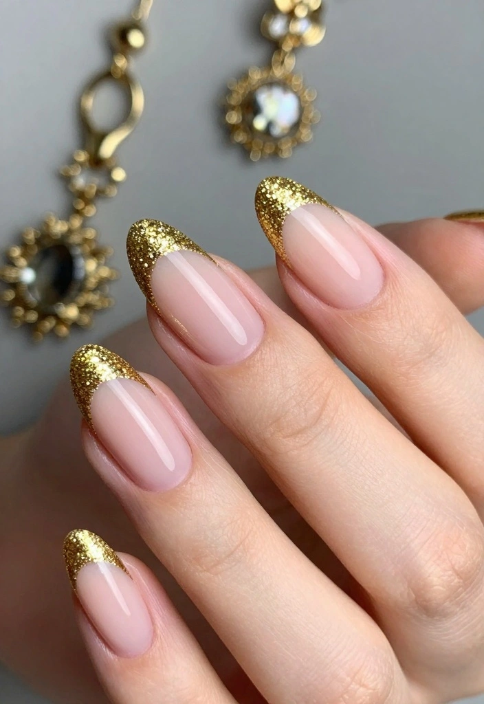 14 Easy Gold Nail Art Designs You Need to Try! - 6. Gold Glitter Tips 1