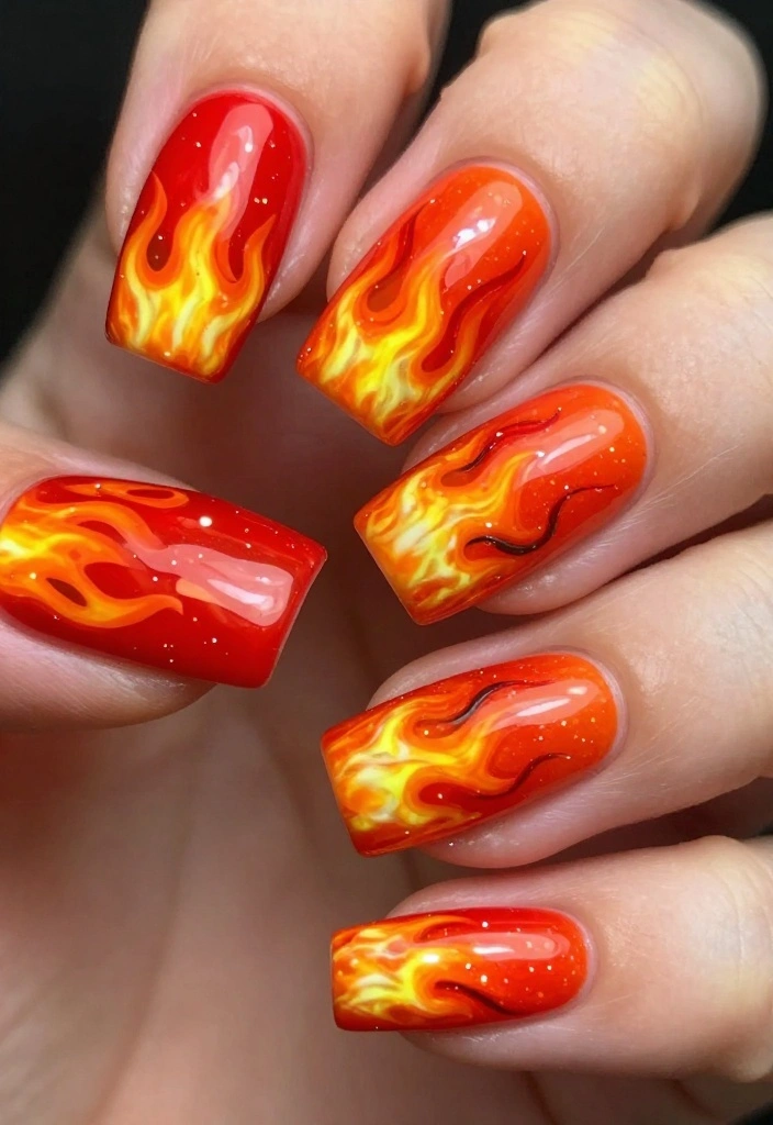 14 Epic Dragon Nail Designs to Channel Your Inner Mystical Being (You’ll Love #3!) - 2. Fiery Fantasy 1