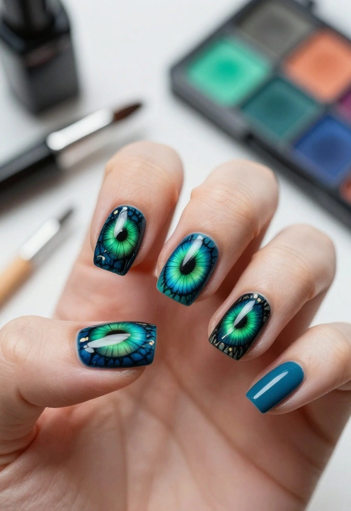 14 Epic Dragon Nail Designs to Channel Your Inner Mystical Being (You’ll Love #3!) - 5. Dragon Eye Detail 1