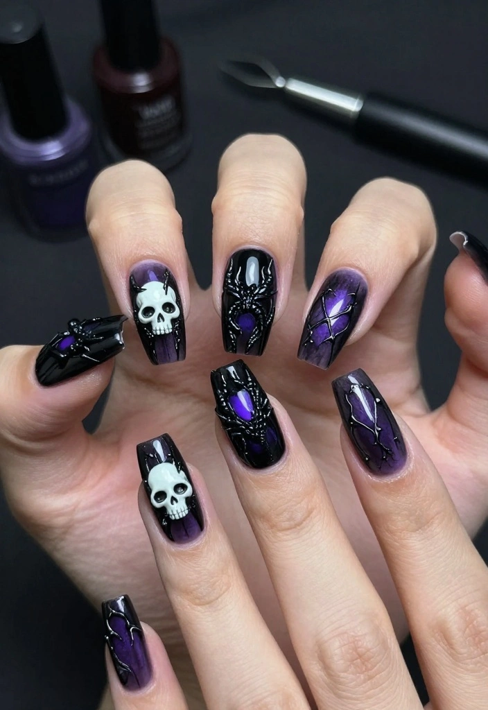 14 Epic Dragon Nail Designs to Channel Your Inner Mystical Being (You’ll Love #3!) - 8. Gothic Dragon 1
