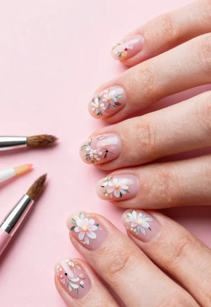 14 Extra Short Nail Ideas That Are So Stylish, You’ll Want To Try Them All! - 4. Floral Accents 1