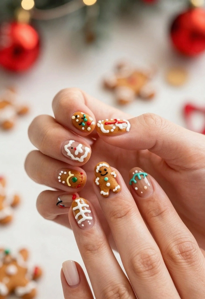 14 Festive Nail Looks for Christmas That Will Blow Your Mind! - 12. Gingerbread Men 1