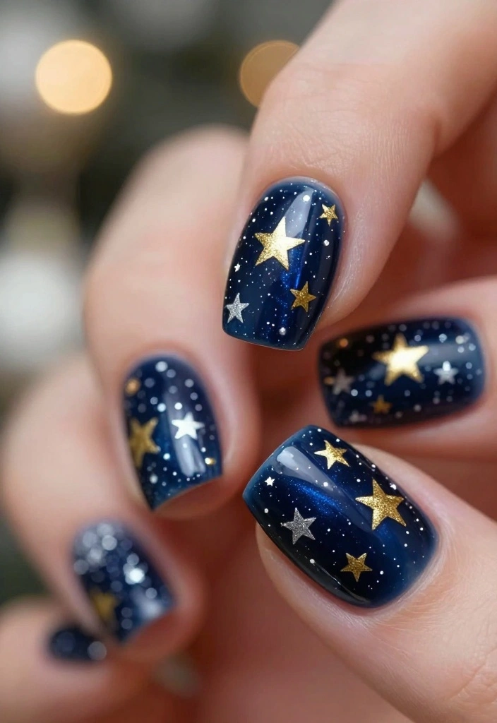 14 Festive Nail Looks for Christmas That Will Blow Your Mind! - 13. Starry Nights 1