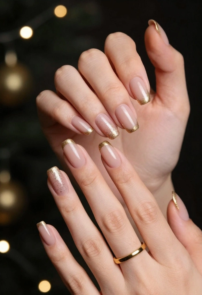 14 Festive Nail Looks for Christmas That Will Blow Your Mind! - 2. Glittering Gold Tips 1