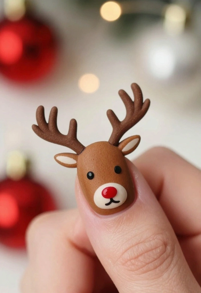 14 Festive Nail Looks for Christmas That Will Blow Your Mind! - 6. Reindeer Antlers 1