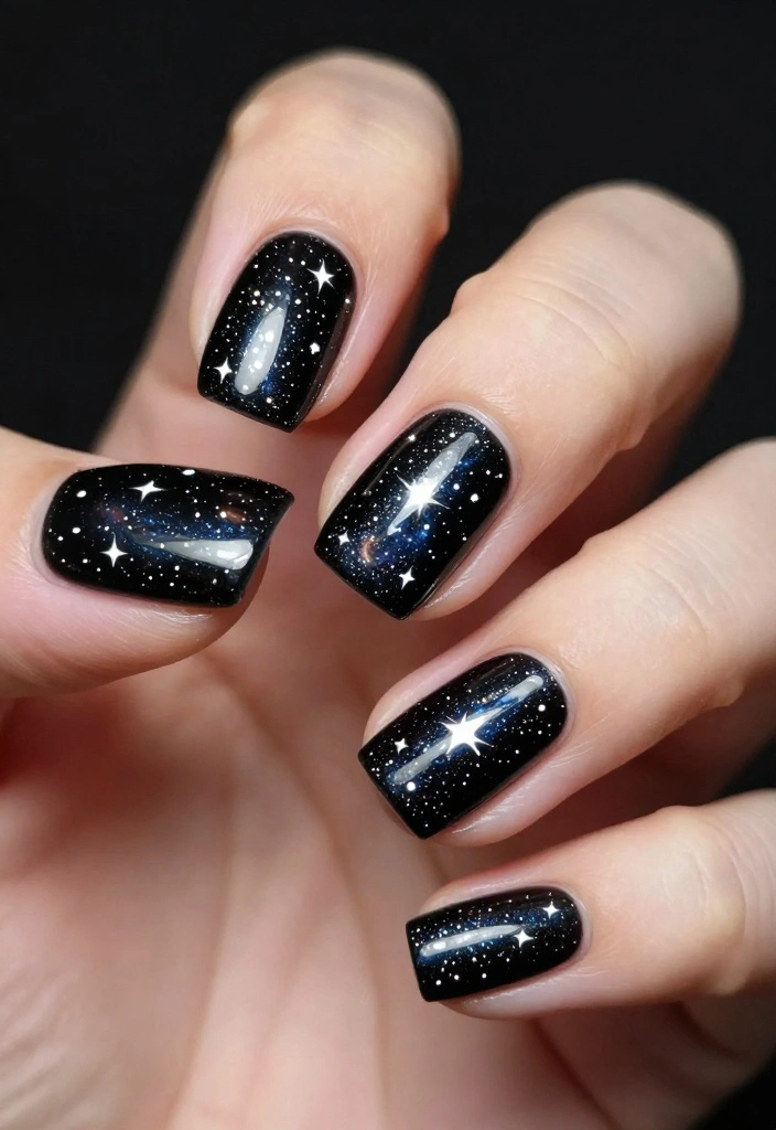 14 Glittery Star Nail Art Styles That Will Make You Shine Bright (Try Them ASAP!) - 10. Glittery Star Trails 1