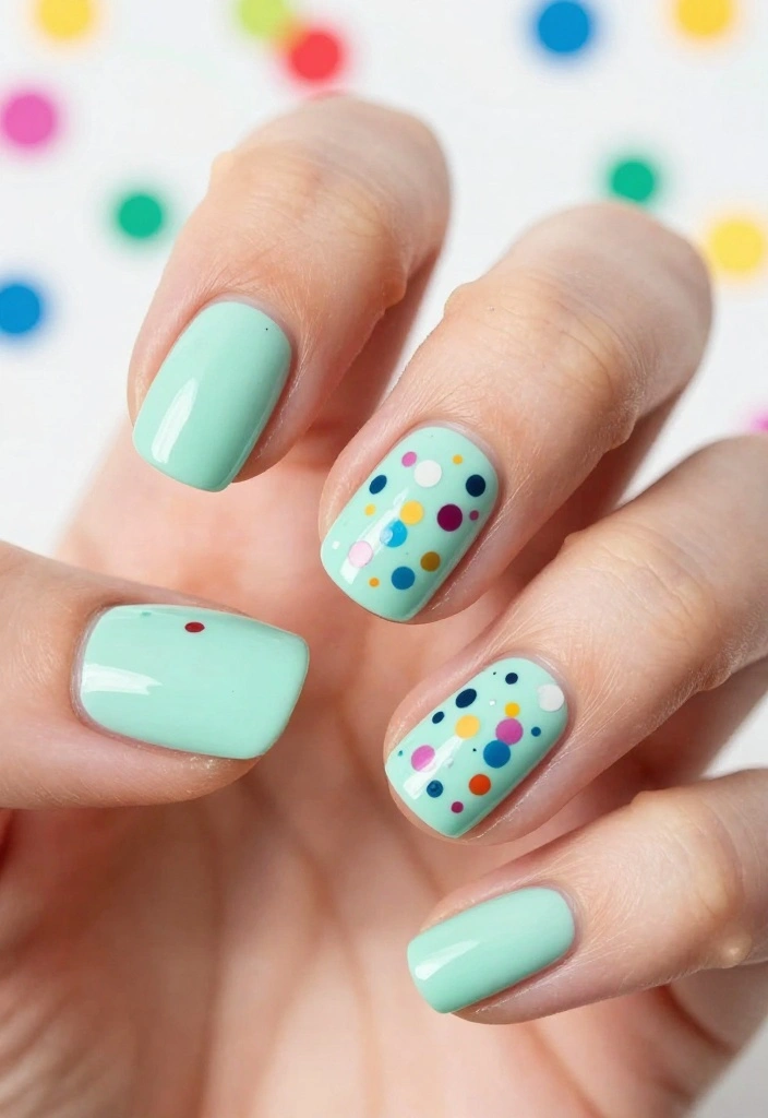 14 Gorgeous Mint Nails Looks to Rock This Spring (Get Ready for Compliments!) - 14. Confetti Mint Nails 1