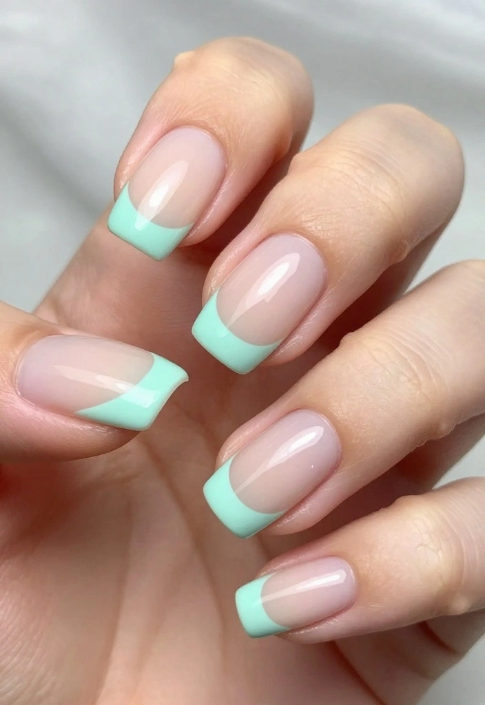 14 Gorgeous Mint Nails Looks to Rock This Spring (Get Ready for Compliments!) - 7. Mint French Tips with a Twist 1