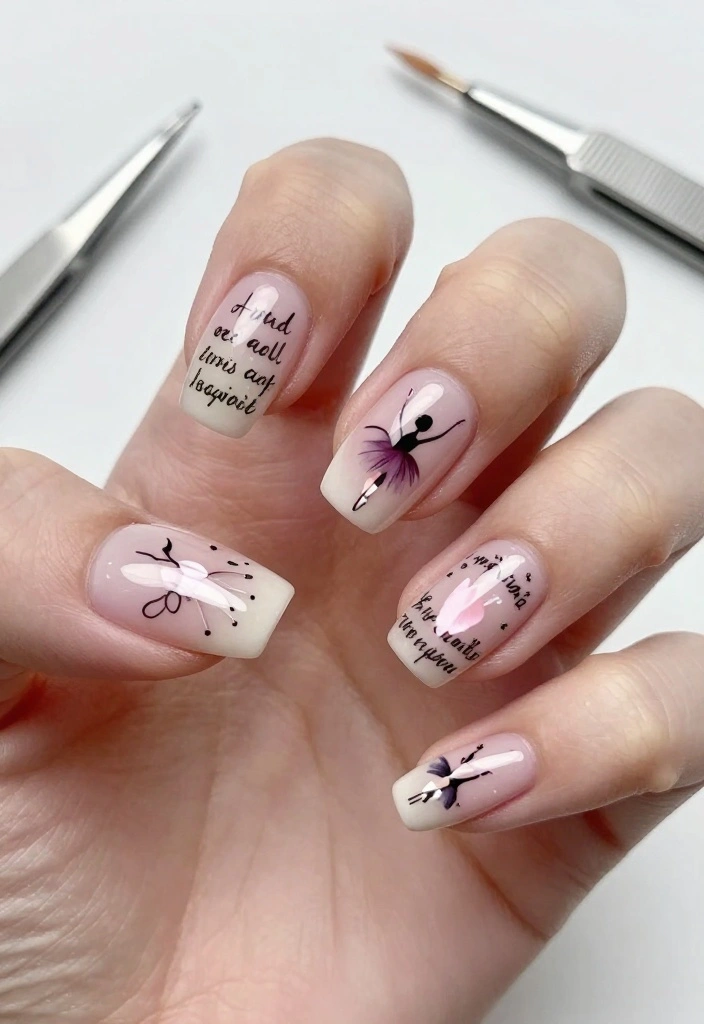 14 Modern Ballerina Nails Designs That Are Taking Over Instagram (Join the Trend Now!) - 11. Custom Nail Art Decals 1