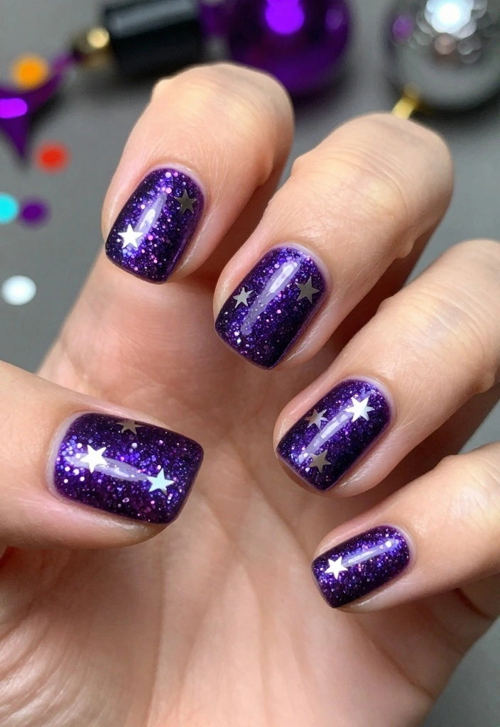 14 Must-Have Gorgeous Short Holiday Nail Ideas! - 10. New Year’s Eve Glitter 1