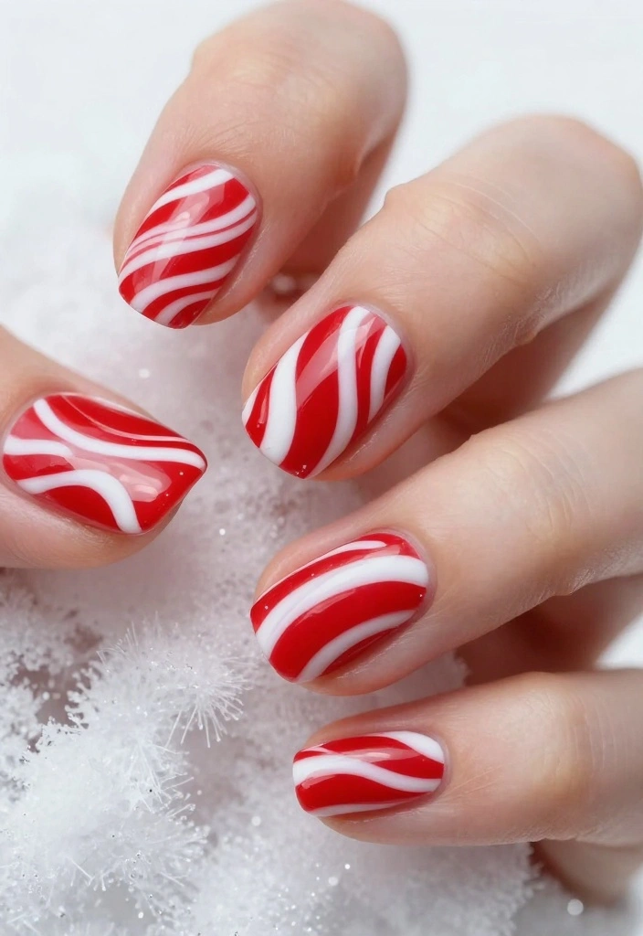 14 Must-Have Gorgeous Short Holiday Nail Ideas! - 7. Candy Cane Stripes 1