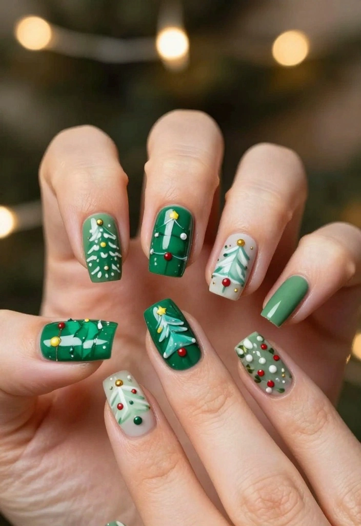 14 Nail Designs for Christmas That Are So Easy, You'll Want to Try Them All! - 2. Christmas Tree Tips 1