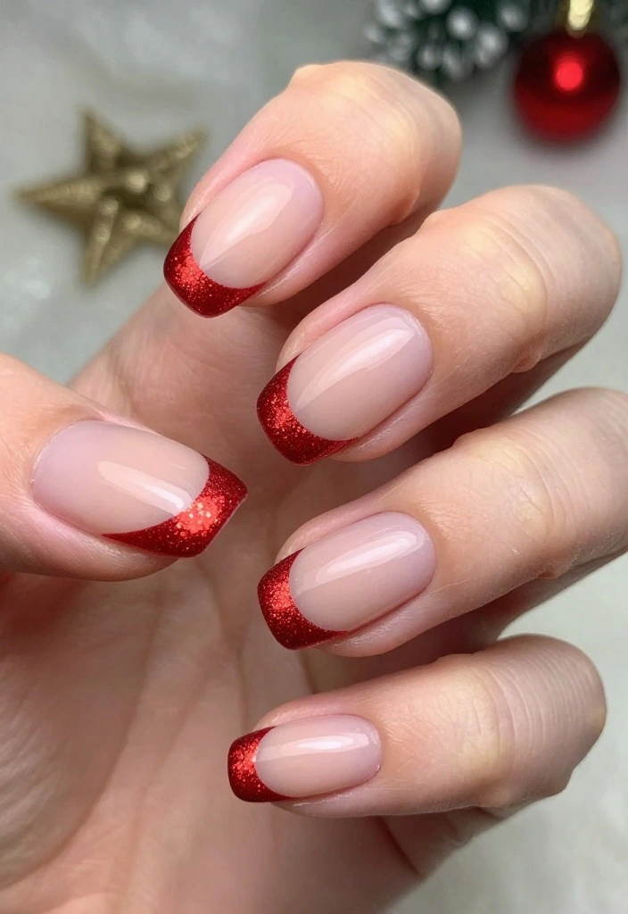 14 Nail Designs for Christmas That Are So Easy, You'll Want to Try Them All! - 4. Festive French Manicure 1